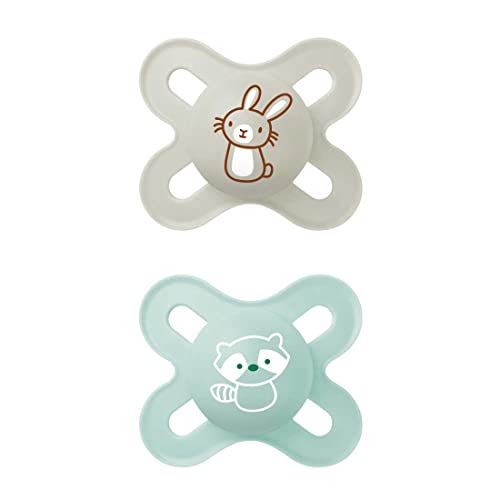 Mam Start Nanò Ciuccio Per Neonato In Set Da 2, In Silicone Skinsoft Con Custodia Porta Succhietto, 0 - 2 Mesi, Neutro