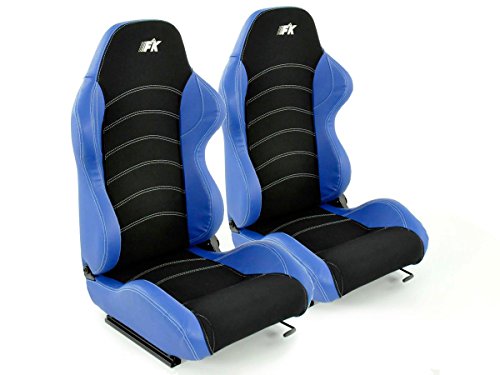Sedile Sportivo Sedile Da Corsa Coppia Destra + Sinistra Nero/Blu Con Guide