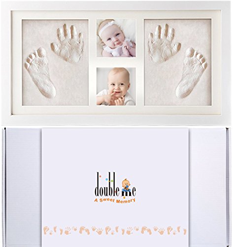 Doubleme Kit Portafoto E Impronte Di Mani E Piedi Per Bambino, Neonato E Gemelli, Fantastico Regalo Per Festeggiare Nascite E Battesimi, Cornice In Le