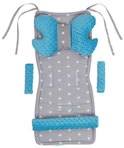 Inserto Universale Per Passeggino Per Carrello A 5 Elementi Protezione Della Cintura + Protezione Della Fascia Cotone Minky Medi Partners
