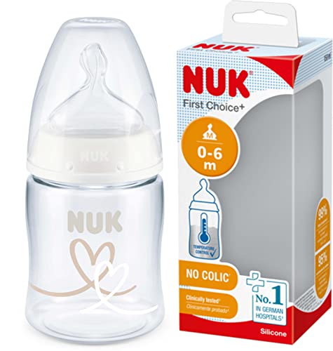 Nuk First Choice+ Biberon | 0-6 Mesi | Controllo Della Temperatura | Tettarella In Silicone | Valvola Anti Coliche | Senza Bpa | 150 Ml