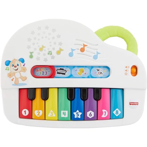 Fisher-Price Pianoforte Di Cagnolino Ridi & Impara, Pianoforte Giocattolo Portatile Con Luci, Musica, Versi Degli Animali, Contenuti Educativi E 4 Mod