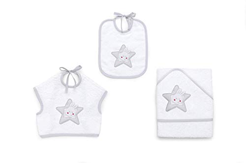 Italbaby Set Con Asciugamano Con Cappuccio, E Bavaglino Star Gery