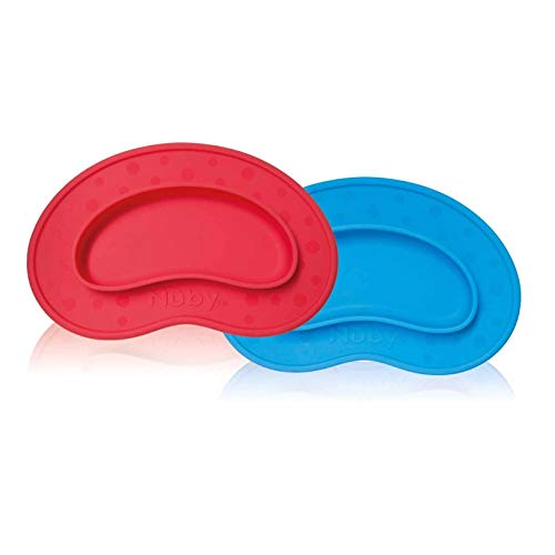 Nuby Miracle Id92828Blue, Piatto Con Effetto Ventosa, Forma A Fagiolo, Azzurro, 9M+
