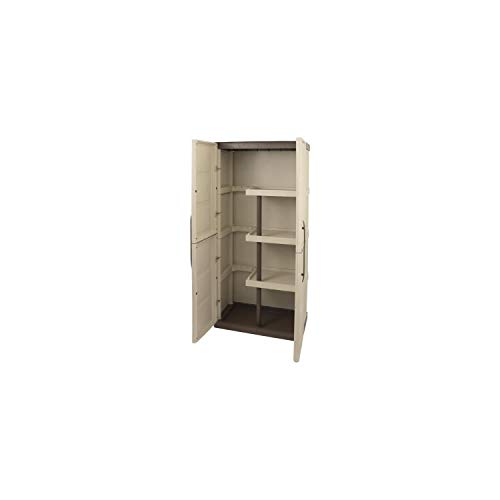 Sogenex Armoire De Rangement Haute En Résine 3 Tablettes Avec Porte Balai