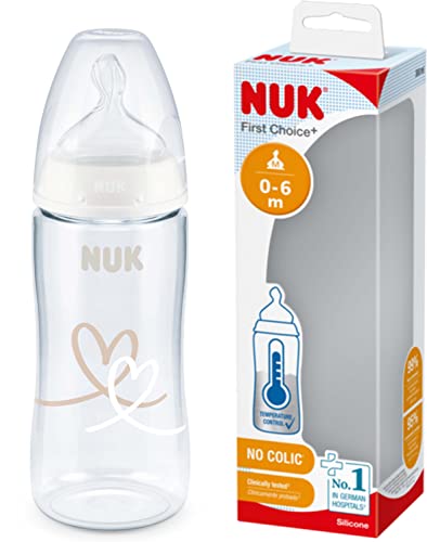 Nuk First Choice+ Biberon | 0-6 Mesi | Controllo Della Temperatura | Tettarella In Silicone | Valvola Anti Coliche | Senza Bpa | 300 Ml