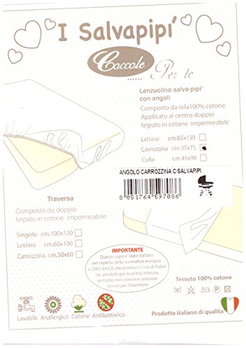 Coppia Nr 2 Pezzi Coprimaterasso Salvapipi' Con Angoli Carrozzella Carrozzina Colore Bianco Cm 30X75 Cerata Per Neonato Omaggio Gadget Legno