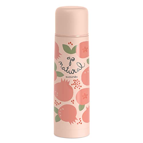 Suavinex, Thermos Per Liquidi Per Neonati. Thermos In Acciaio Inox Con Chiusura Ermetica. Per Bevande Calde E Fredde. 500 Ml. Design Melograno, Colore
