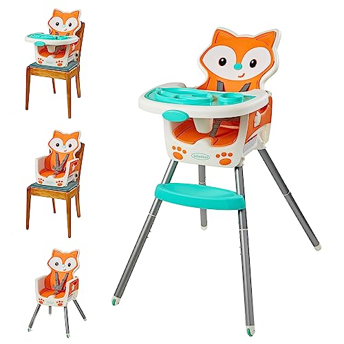 Infantino 4-In-1 Highchair - Space-Saving, Multi-Stage Booster And Toddler Chair With Multi-Use Meal Mat And Dishwasher-Safe Tray, In A Fox-Themed Des