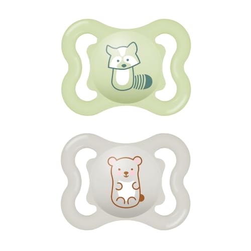 Mam Air Ciuccio 2-6 Mesi In Set Da 2 Succhietti In Caucciù Naturale Con Porta Succhietto, 2-6 Mesi, Neutro