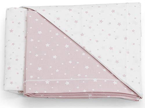Italbaby Completo Lettino Da 3 Pezzi Stelline Rosa In Puro Cotone (020.1007-001), Color Rosa, 3 Unità
