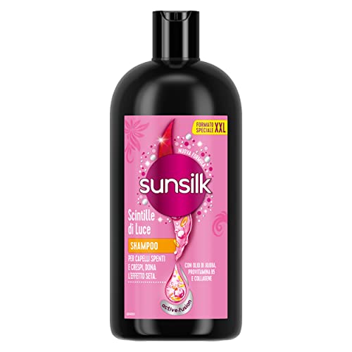 Sunsilk, Shampoo Scintille Di Luce, Shampoo Anticrespo Districante, Dona Lucentezza Al Capello, Formula Active-Fusion Con Olio Di Jojoba, Collagene E