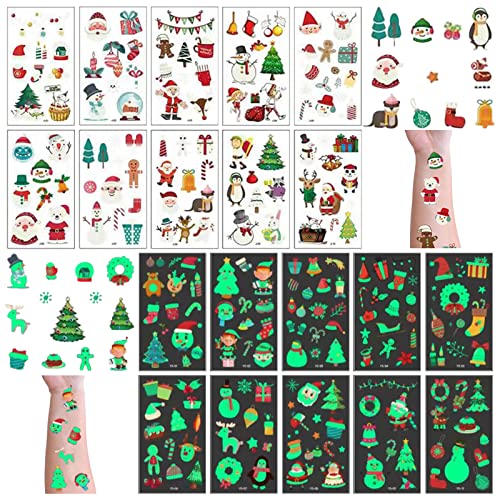Natale Tatuaggi Temporanei Per Bambini, 20 Fogli Tatuaggi Natalizi Adesivi Per Bambini Natale Tattoos Impermeabili Falso Tatuaggi Natale, Per Adulti B
