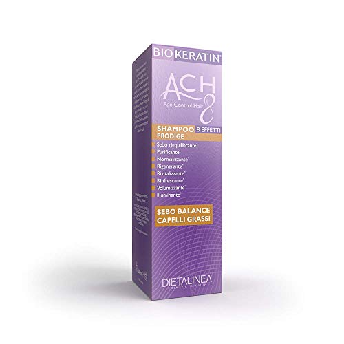 Dietalinea - Shampoo Capelli Sebo Balance Biokeratin Ach8 - Shampoo Sebo-Regolatore Per Capelli Grassi, Con Forfora.