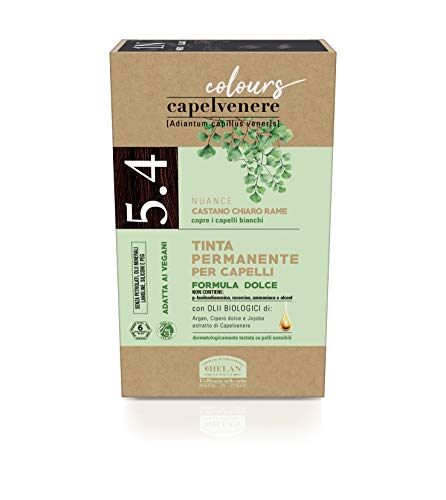 Helan, Capelvenere Colours, Tinta Per Capelli Naturale Permanente Formula Dolce 5.4N Castano Chiaro Rame, Colore Capelli Kit Facile Uso Inodore Ottima