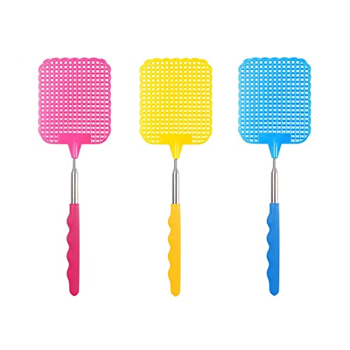 Liujzzj 3 Pièces Tapette À Mouches Manuelle Extensible En Plastique Prévenir Pest Durable Moustique Outil En Acier Inoxydable (Multicolore A)
