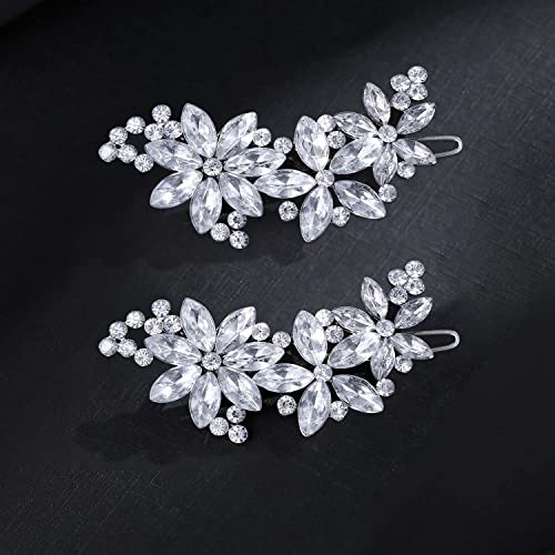 Goledwedy Fermagli Per Capelli Da Sposa Con Fiore Di Cristallo (2 Pezzi) Strass Per Capelli Da Sposa