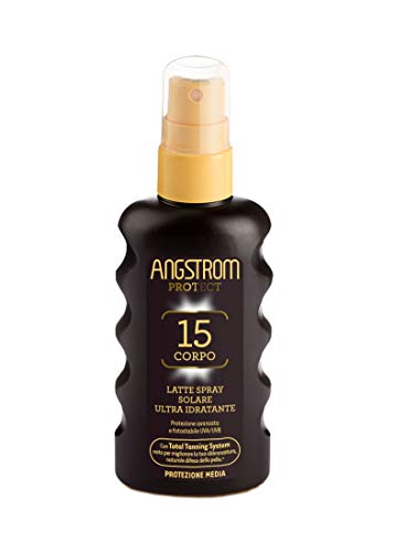 Angstrom Protezione Corpo Latte Spray Solare Ultra Idratante Abbronzante, Con Filtri Solari Uva/Uvb, Tts Per Migliorare La Naturale Abbronzatura, Derm