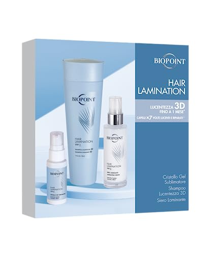 Biopoint - Hair Lamination Kit Laminazione Capelli, Contiene Shampoo Lucentezza 200 Ml + Siero Laminante 50 Ml + Cristallo Gel Sublimatore 20 Ml