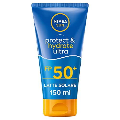 Nivea Sun Latte Solare Protect & Hydrate Ultra Fp 50+ 150 Ml, Crema Solare 50+ Idratante Per 48H, Protezione Solare 50+ Resistente All'Acqua Con Vitam