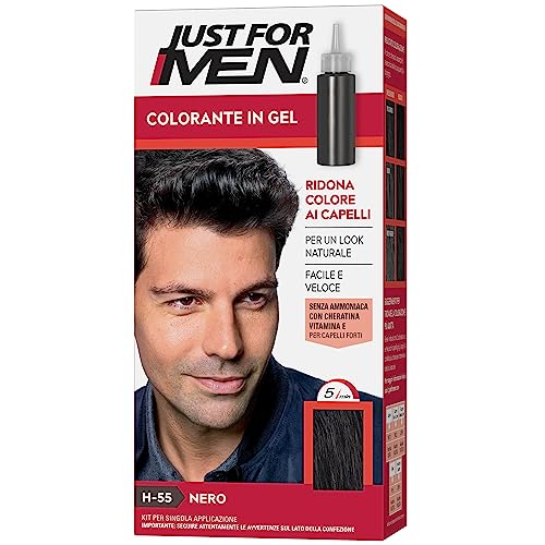 Just For Men Colorante In Gel, Tinta Capelli Uomo, Colore Nero, Copre I Capelli Bianchi E Grigi, Look Naturale - H55