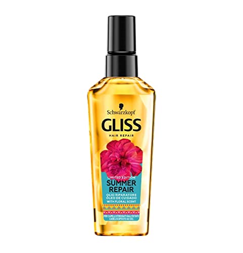 Schwarzkopf Gliss Olio Riparatore Summer Repair Per Capelli Stressati Dall'Estate, Con Essenza Floreale, 75 Ml