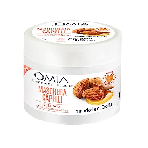 Omia, Maschera Capelli Eco Bio Con Mandorla Di Sicilia Per Capelli E Cute Sensibile, Formula Delicata, Maschera Per Lavaggi Frequenti, Senza Siliconi