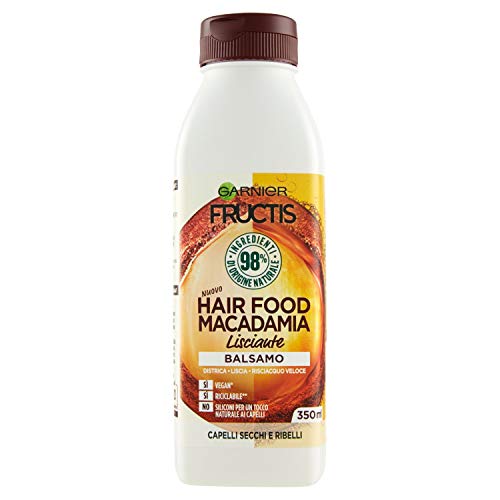 Garnier Balsamo Lisciante Fructis Hair Food, Per Capelli Da Lisciare, Macadamia Lisciante, Unscented, 350 Millilitro