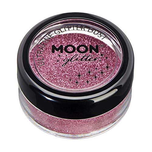 Polvere Glitter Finissimo Classico Della Moon Glitter – 100% Cosmetico Per Viso, Corpo, Unghie, Capelli E Labbra - 5Gr - Rosa