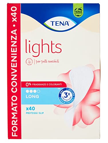 Tena Lights Proteggi-Slip Long Per Pelli Sensibili, 1 Confezione Da 40 Pezzi