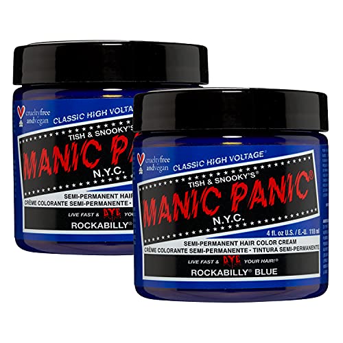 Manic Panic Rockabilly Blue Classic Creme, Vegan, Cruelty Free, Semi Permanent Hair Dye 2 X 118Ml