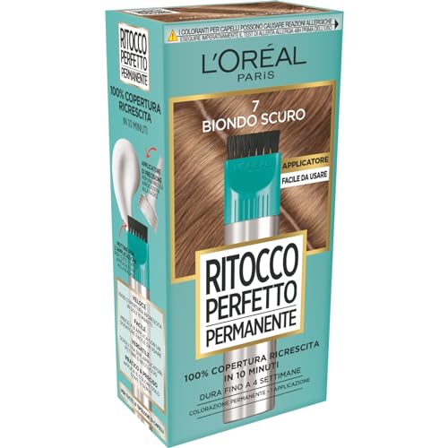 L'Oréal Paris Colorazione Ritocco Perfetto Permanente, Copre 100% Della Ricrescita, In Soli 10 Minuti, Fino A 4 Settimane, Colore: Biondo Scuro