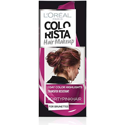 L'Oréal Paris Colorista Hair Makeup Colorazione Temporanea 1 Giorno Per Ciocche E Punte, Tinta Per Capelli Castani, Meches Rosa Scuro, 30 Ml
