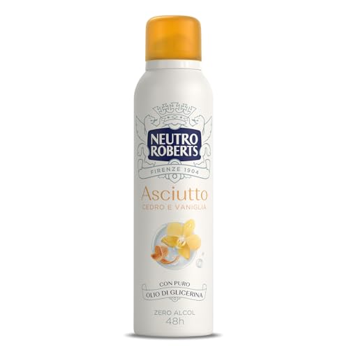Neutro Roberts, Deodorante Spray Asciutto Cedro E Vaniglia, Zero Alcol, Con Cotone Naturale, Con Puro Olio Di Glicerina, Deodorante Uomo E Donna, Derm