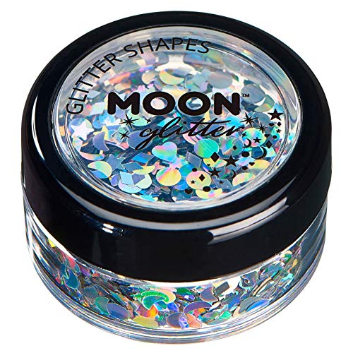 Glitter Olografici Della Moon Glitter – 100% Cosmetico Per Viso, Corpo, Unghie, Capelli E Labbra - 3Gr - Argento