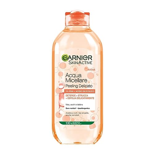 Garnier Skinactive Acqua Micellare Tutto-In-1, Peeling Delicato, Esfoliante, Per Tutti I Tipi Di Pelle, Senza Risciacquo, Formula Vegana E Ipoallergen