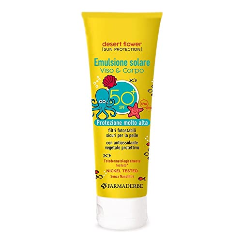 Farmaderbe Desert Flower - Emulsione Solare Viso E Corpo Spf50+ Bimbi, 125Ml