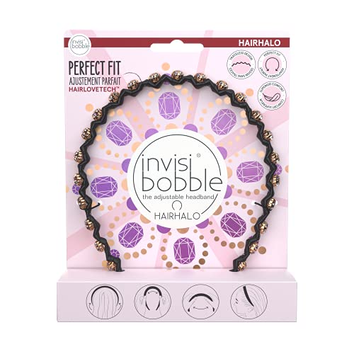 Invisibobble Fascia Capelli Donna Nera Con Brillanti Hairhalo I Cerchietto Per Capelli Donna Chic I Edizione Limitata British Royal I Fascia Adattabil