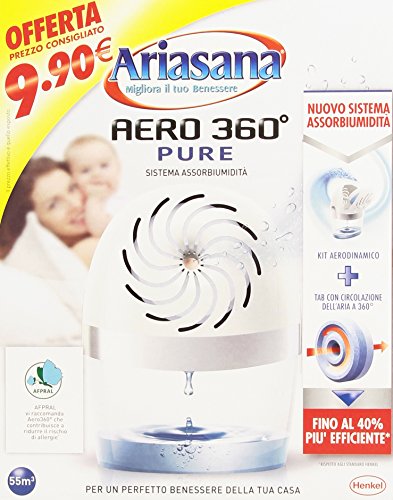 Ariasana - Aero 360˚ Pure, Sistema Assorbiumidità, Kit Aerodinamico + Tab Con Circolazione Dell'Aria A 360˚ , 1 Confezione