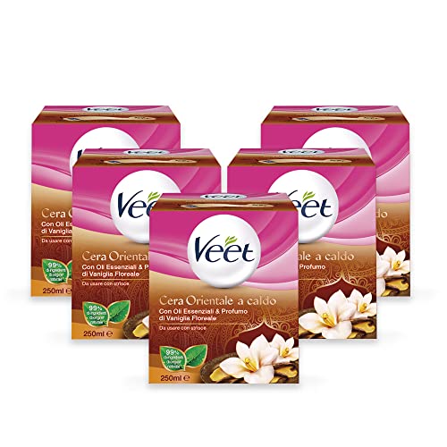 Veet Cera Depilatoria Orientale A Caldo, 5 Confezioni Da 250 Ml