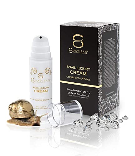 Suavitas - Crema Bava Di Lumaca Viso Pura Al 100% Bio, Esclusiva Crema Viso Antirughe Skincare Rimpolpante Ed Idratante Con Preziosa Polvere Di Diaman