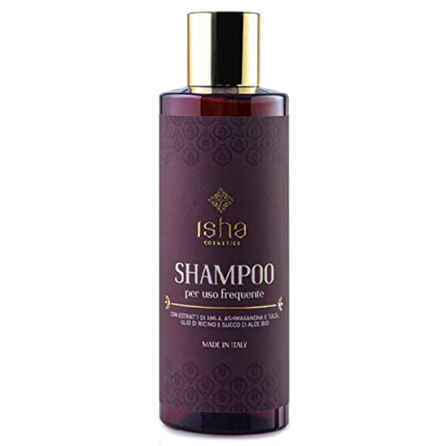 Isha Cosmetics-Shampoo Uso Frequente-Naturale Ayurvedico Con Estratti Di Amla,Ashwagandha E Tulsi-Succo D'Aloe Bio Ed Olio Di Ricino-Testato Dermatolo
