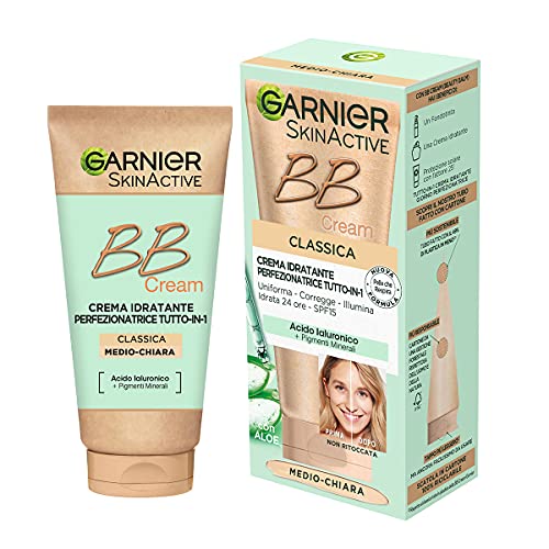 Garnier Bb Cream Classica Skinactive, Per Pelle Uniforme E Idratata, Look Naturale, Arricchita Con Acido Ialuronico, Aloe Vera E Pigmenti Minerali, Sp