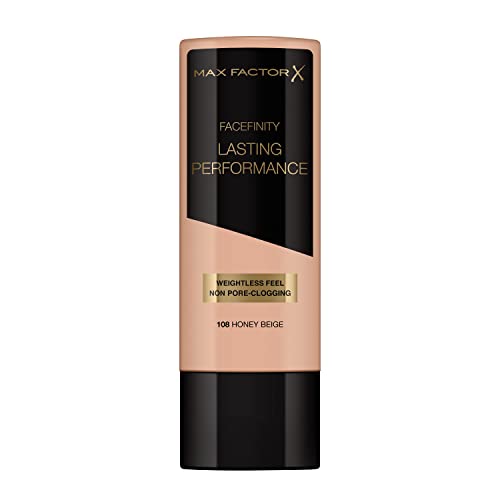 Max Factor - Fondotinta Liquido Lasting Performance - Alta Coprenza, Finish Matte E Lunga Durata - 108 Honey Beige - 35 Ml