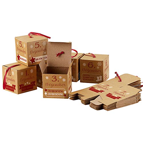Cepewa - Calendario Dell'Avvento - Fai Da Te - 24 Scatole Stampate Da Appendere O Da Appoggiare - Con Kit Fai Da Te
