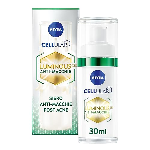 Nivea Cellular Luminous630 Siero Anti-Macchie Post Acne 30 Ml, Siero Viso Anti-Macchie Post Acne, Siero Viso Pelle Grassa Con Acido Ialuronico, Acido