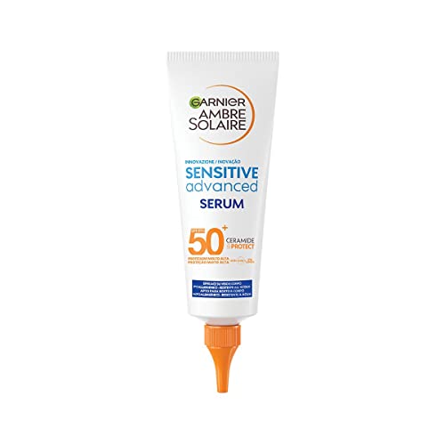 Garnier Siero Corpo Protettivo Sensitive Advanced, Per Pelli Sensibili, Protezione Spf 50+, Resistente All'Acqua, Con X2 Ceramidi, Ambre Solaire, 125