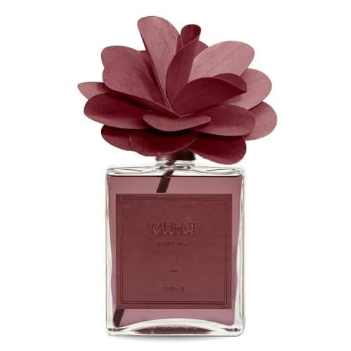 Muha' | Profumatore Per Ambiente Flower Diffuser, Fragranza Melograno, Diffusore Ambiente Con Fiore In Legno Di Betulla, Formato Da 500 Ml