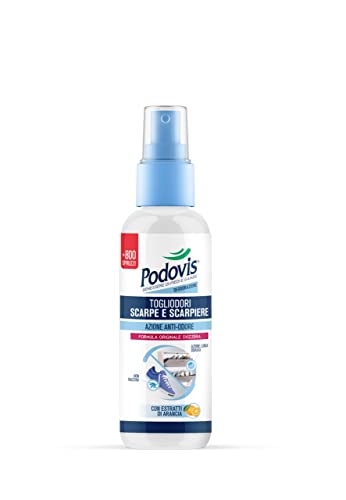 Podovis, Spray Togliodori Scarpe E Scarpiere - Deodorante Scarpe Spray , Formula Con Effetto Riserva, Elimina E Previene I Cattivi Odori, Non Macchia