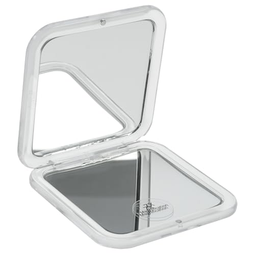 Fantasia Specchio Tascabile Rettangolare – Plastica Bianca, Ingrandimento Doppio E Normale E 7X, 8,5 X 8,5 Cm, Pratico Specchio Pieghevole